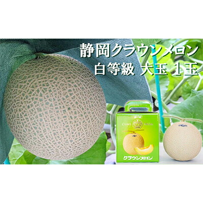 【ふるさと納税】クラウンメロン【並（白等級）】大玉（1.4kg前後）1玉入り 人気 厳選 ギフト 贈り物 デザート グルメ 果物 袋井市 果物類 メロン青肉 フルーツ