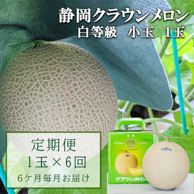 【ふるさと納税】【6か月定期便】クラウンメロン【並(白等級)】小玉(1.1kg前後)1玉入り 果物 メロン青肉 フルーツ デザート 高級メロンブランド 高級メロン ブランドメロン |静岡県袋井市