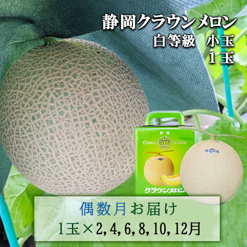 【ふるさと納税】【偶数定期便】クラウンメロン【並(白等級)】小玉(1.1kg前後)1玉入り 果物 メロン青肉 フルーツ デザート 高級メロンブランド 高級メロン ブランドメロン ｜静岡県袋井市