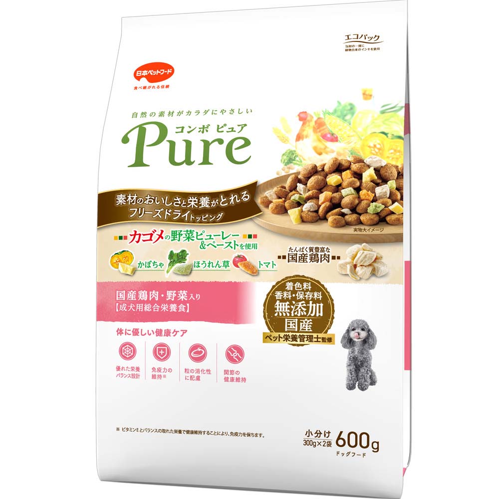 【ふるさと納税】コンボ ピュア ドッグ 国産鶏肉・野菜入り 600g ｘ12(ケース単位) ドッグフード