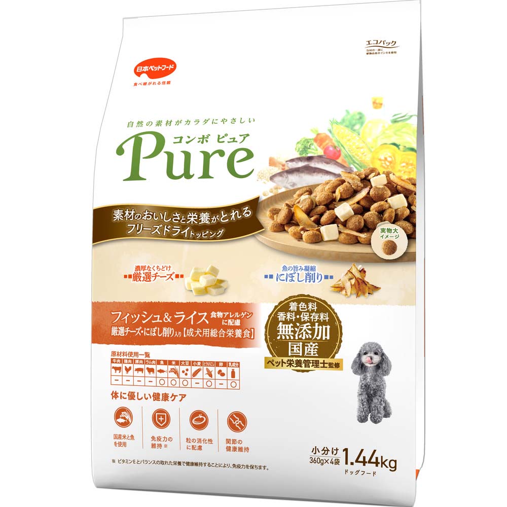 【ふるさと納税】コンボ ピュア ドッグ フィッシュ＆ライス 1.44kg ｘ8(ケース単位) ドッグフード｜静岡県袋井市