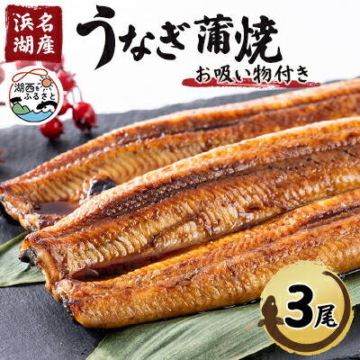【ふるさと納税】【浜名湖産】うなぎ蒲焼き(真空パック)×3本　タレ・山椒・お吸い物付【配送不可地域：離島】【1398866】