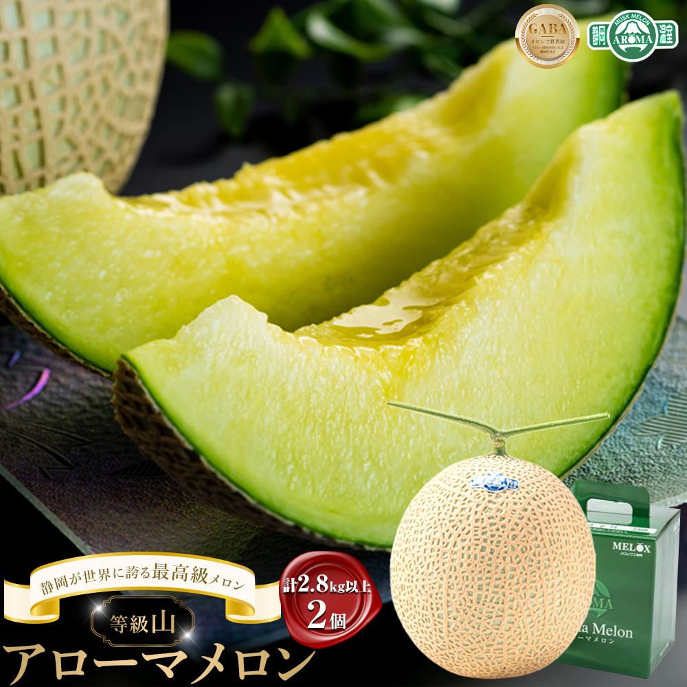 【ふるさと納税】メロン 2玉 計2.8kg以上 大玉 上級ランク等級「山」 | アローマメロン 果物 くだもの フルーツ 静岡 人気 おすすめ めろん 最高級メロン マスクメロン 33,800円