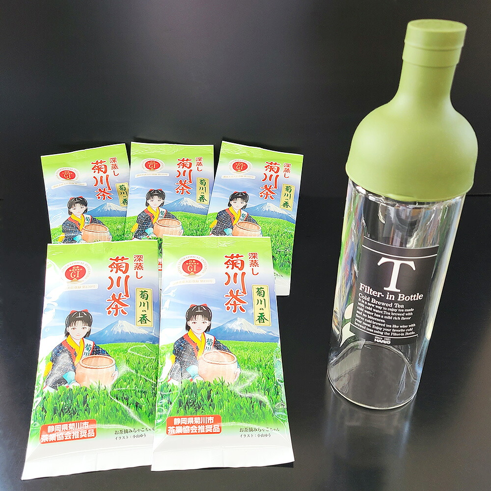 【ふるさと納税】フィルターインボトル(750ml)1本と深蒸し茶(約100g×5袋)セット【緑茶】計約500g ボトル 深蒸し茶 お茶 茶 日本茶 菊川の香 菊川茶 お取り寄せ 静岡県産 静岡県 菊川市 送料無料|静岡県菊川市