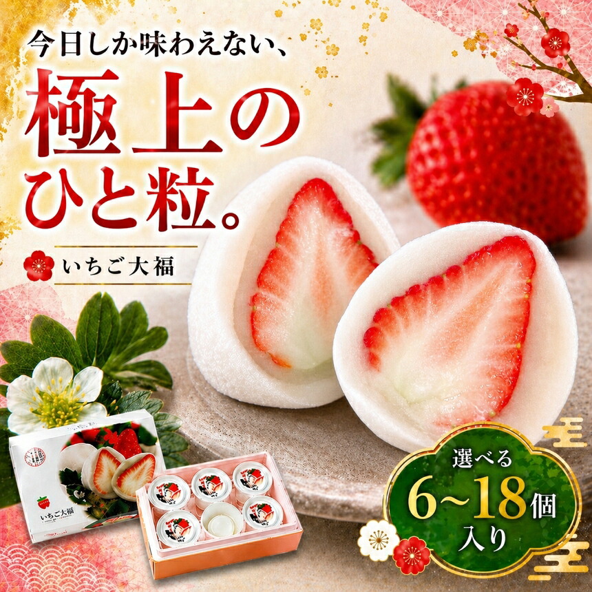 【ふるさと納税】≪選べる容量≫「まるごとワイド」で絶賛！午前0時のいちご大福6個入 1箱 2箱 3箱 | 菓子 和菓子 スイーツ おやつ デザート 紅ほっぺ 苺 イチゴ 白あん 白餡 朝採れ 新鮮 手作り 期間限定 静岡県 伊豆の国市｜静岡県伊豆の国市