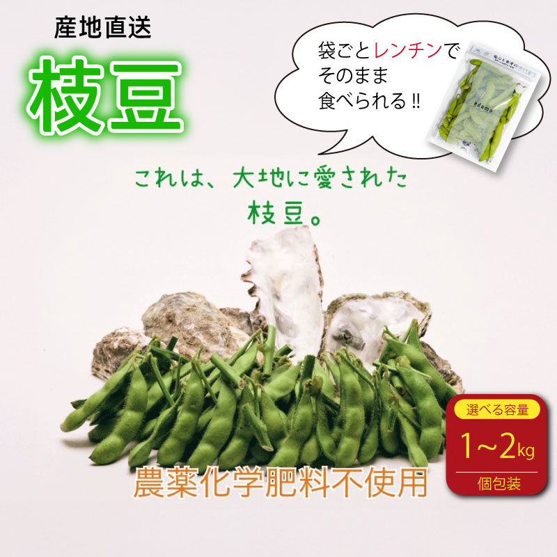【ふるさと納税】 【選べる容量!】レンチン 枝豆 1kg ~ 2kg 農薬不使用 個包装 250g × 4袋 ~ 8袋 野菜 えだまめ おつまみ 動物性肥料不使用 edama 牧之原市 静岡県