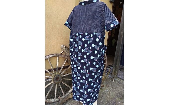 楽天市場 ふるさと納税 手作りの世界に1つしかない久留米絣と伊予絣のツートンロングワンピース ファッション 静岡県河津町