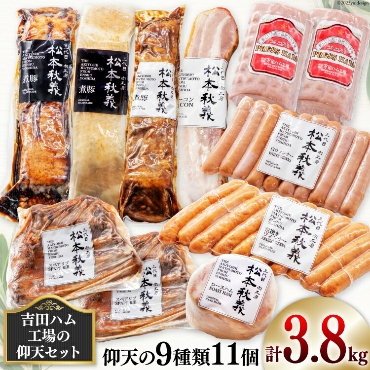 【ふるさと納税】 【吉田ハム工場の仰天セット】3.8kg 仰天の9種類 [吉田ハム工場（三代目！肉工房松本秋義） 静岡県 吉田町 1116196] 煮豚 ベーコン ハム スペアリブ ウインナーソーセージ 肉 加工品 おかず 惣菜 セット