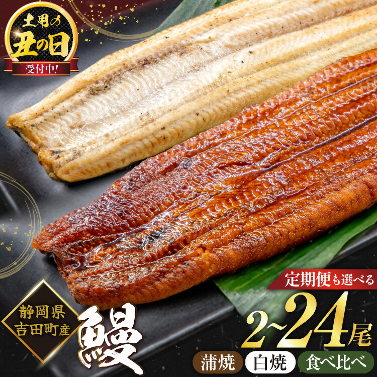 【ふるさと納税】 うなぎ 国産 蒲焼 白焼 食べ比べ 2尾～24尾 選べる種類 回数 定期便 3回 6回 タレ山椒付 [大井川うなぎ 静岡県 吉田町 ] 鰻 ウナギ unagi 蒲焼き 白焼き 真空パック 静岡県吉田町産 丑の日配送 ◎｜静岡県吉田町