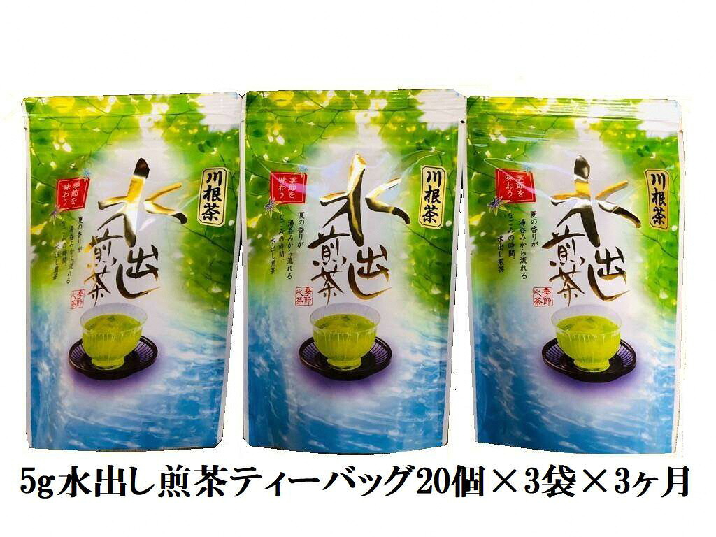 【ふるさと納税】定期便 お茶 静岡 ティーバッグ 20個入&times;3袋&times;3ヶ月連続 / 抹茶入り水出し煎茶ティーバッグ180個 | ふるさと納税 ふるさと 静岡県 川根本町 静岡茶 川根茶 煎茶 ティーバッグ 定期便 送料無料｜静岡県川根本町