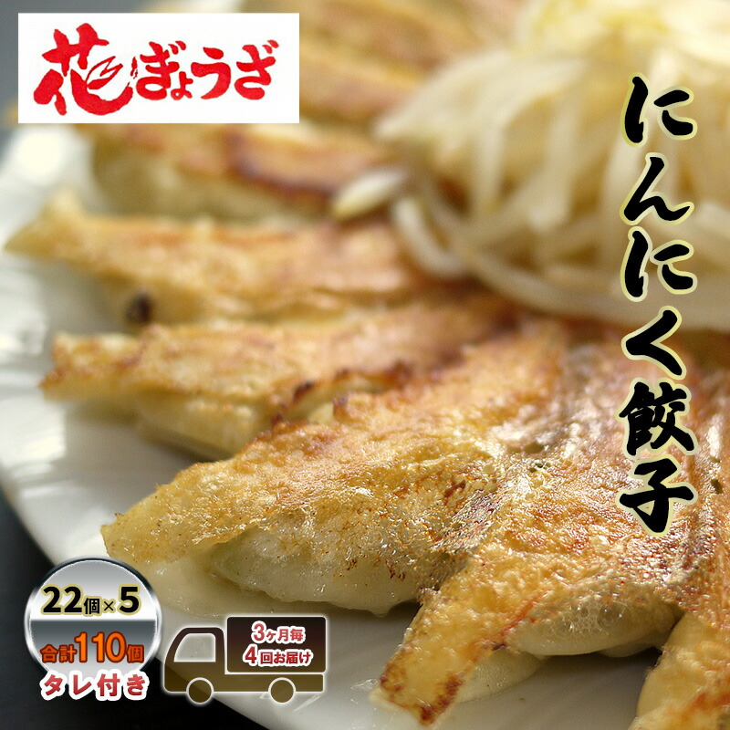 【ふるさと納税】にんにく餃子110個(22個入×5袋)3ヶ月毎4回お届け 惣菜 冷凍餃子 中華 夕飯 夜ごはん おかず お酒のあて おつまみ ビールのおつまみ