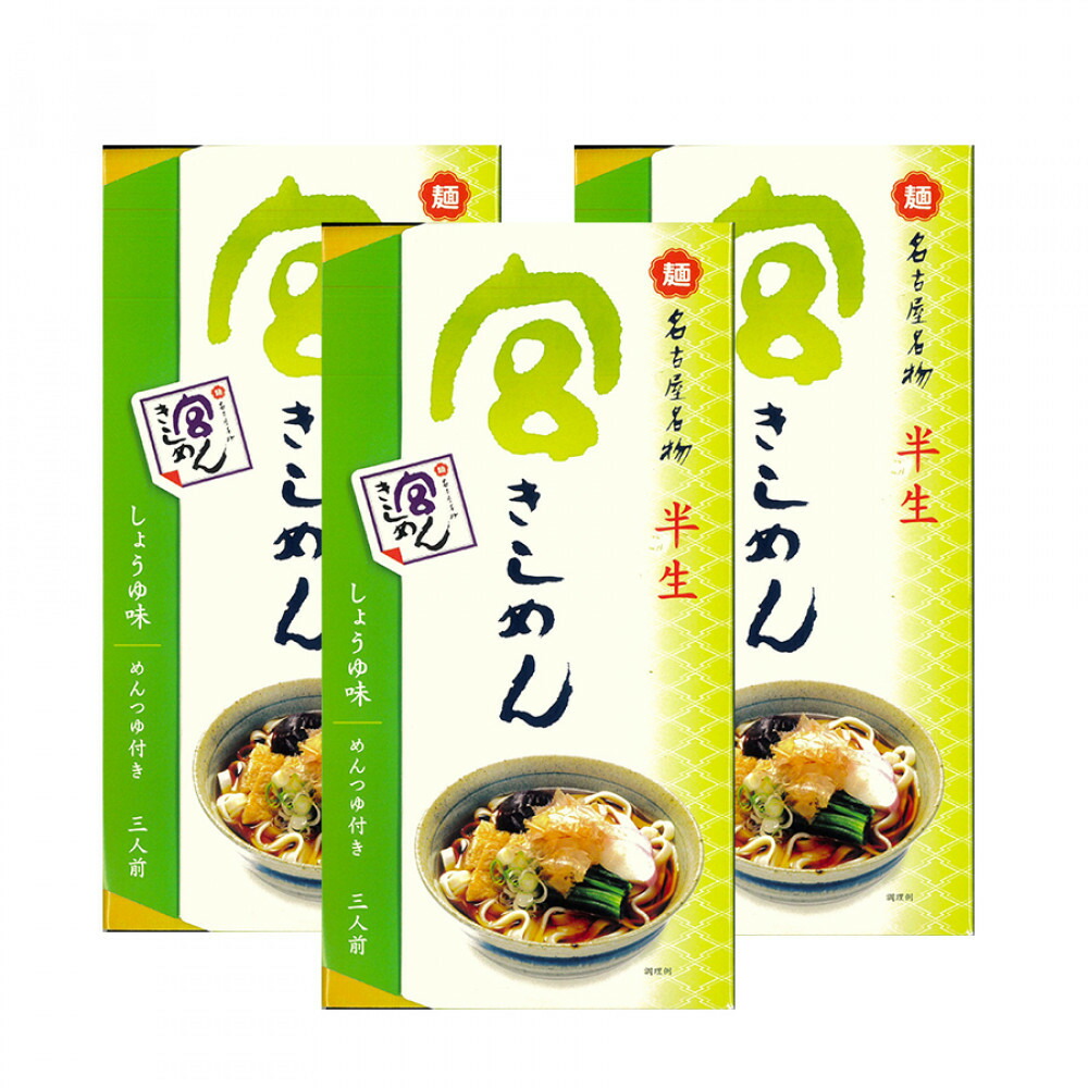 【ふるさと納税】宮きしめん　半生麺しょうゆ味３箱（９食）セット｜愛知県名古屋市