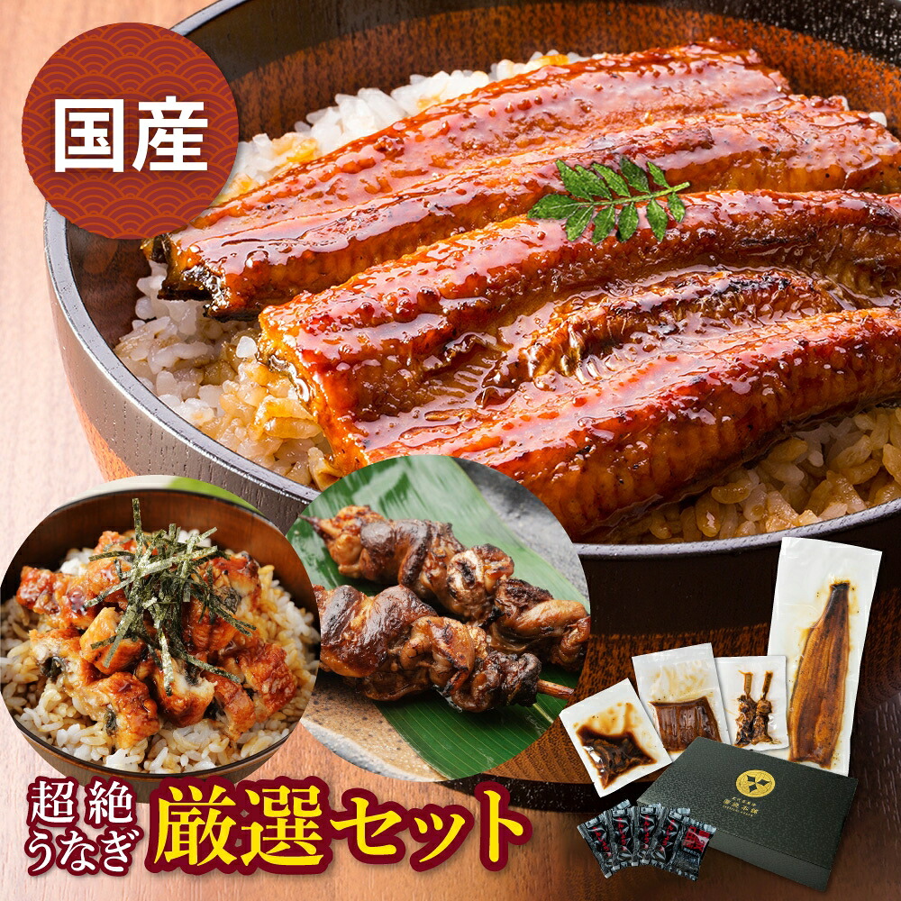 【ふるさと納税】国産 うなぎ 厳選セット 4種 蒲焼 うなぎ きざみ カット 肝 セット 愛知県 三河 宮崎 静岡 産地 おまかせ 国産 厳選 長蒲焼 冷凍 丑の日 鰻 unagi 化粧箱 ギフト 土用の丑の日 父の日 送料無料 愛知県 豊橋市|愛知県豊橋市