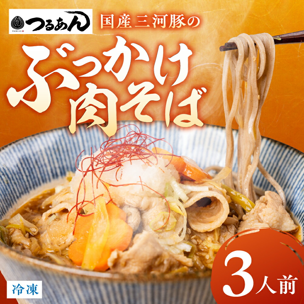 【ふるさと納税】ぶっかけ 肉そばセット 3人前 つるあん 和食面処つるあん 和風 惣菜 セット 簡単調理 麺 そば 本格 かけ かけそば 肉 豚肉 冷凍 おススメ 人気 肉蕎麦 にくそば 蕎麦 年越しそば ギフト プレゼント 鍋 鍋セット 愛知県 豊橋市 送料無料｜愛知県豊橋市
