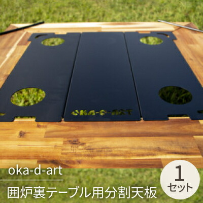 【ふるさと納税】oka-d-art 囲炉裏テーブル用分割天板 3分割 艶消し焼付け塗装 カップホルダー4ケ+収納袋付【1364297】