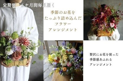 【ふるさと納税】~定期便~季節のお花をたっぷり詰め込んだフラワーアレンジメント　花　はな　定期便　毎月　季節　6ヶ月　6カ月　アレンジメント　おしゃれ　オシャレ　インテリア