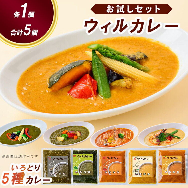 【ふるさと納税】【ウィルカレー】いろどり5種カレー お試しセット ※沖縄・離島への配送不可 9,120円