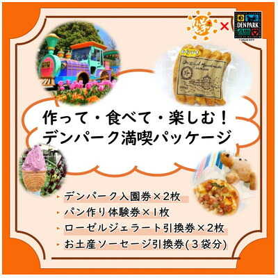 【ふるさと納税】デンパーク入園券2枚+ローゼルジェラート引換券2枚+パン作り体験1枚+ソーセージ引換券/愛知県安城市【1686738】