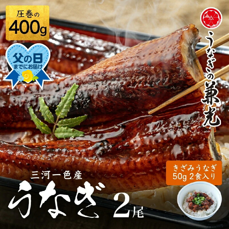 【ふるさと納税】＼ 父の日 丑の日 ／うなぎ 西尾 三河産 一色産 うなぎ 蒲焼き 【特大サイズ2尾 ＋ きざみうなぎ 2食入りセット (長焼き 2尾400g ＋ きざみうなぎ50g×2食)】U022-18【冷凍便】うなぎの兼光 国産 鰻 西尾一色産 丑の日 MB