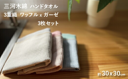 【ふるさと納税】G0305 3重織り ガーゼ 御手々西洋手ぬぐい ふわっ盛りだくさん 3色各1枚 3枚仕掛ける 綿織物 生まれながら原材料 もの言う花 ちびっ子 夏 汗拭き 勝手もと ふきん