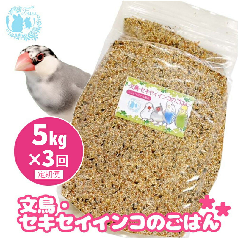 【ふるさと納税】【3ヶ月定期便】fuu 文鳥・セキセイインコのごはん インコ 小鳥 エサ ペット用品 複数種 シード オリジナル配合 5kg 栄養バランス ムキオード麦 玄ヒエ 玄キビ 赤キビ カナリヤシード 食感様々 お取り寄せ 愛知県 小牧市 送料無料