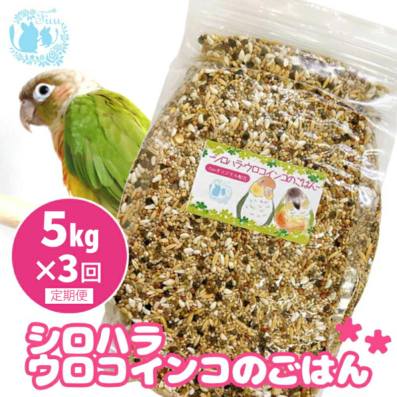 【ふるさと納税】【3ヶ月定期便】fuu シロハラインコ・ウロコインコのごはん インコ 小鳥 エサ ペット用品 複数種 シード オリジナル配合 5kg 栄養バランス 麻の実 ソバの実 ムキオード麦 大麦 小麦 赤マイロ 白マイロ 食感様々 お取り寄せ 愛知県 小牧市 送料無料｜愛知県小牧市