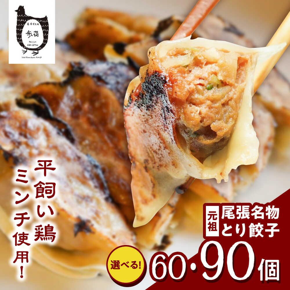 【ふるさと納税】【選べる内容量】元祖 「尾張名物とり餃子」（60個／90個） / 餃子 ニンニク不使用 冷凍 ギョーザ 生餃子 おつまみ / 稲沢市 / 平飼い自然卵歩荷[BMBM005]｜愛知県稲沢市