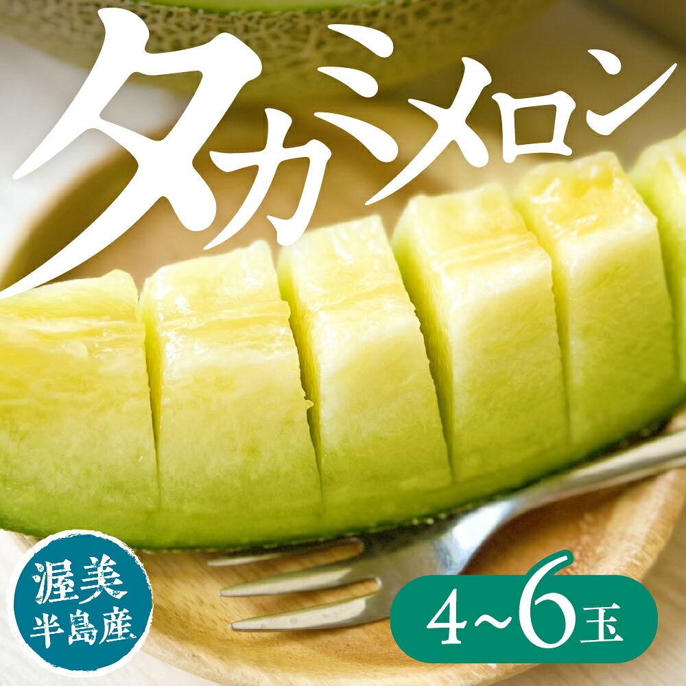 【ふるさと納税】【先行予約】タカミメロン 4 ～ 6玉 入り （ 3L ～ L ）メロン 夏 貴美 貴味 フルーツ 果物 愛知県 田原市 渥美半島 お取り寄せ ギフト 贈り物 プレゼント 贈答 贈答用 メロン 糖度 メロン 青肉 ド甘い 暑さ 対策 暑さ対策