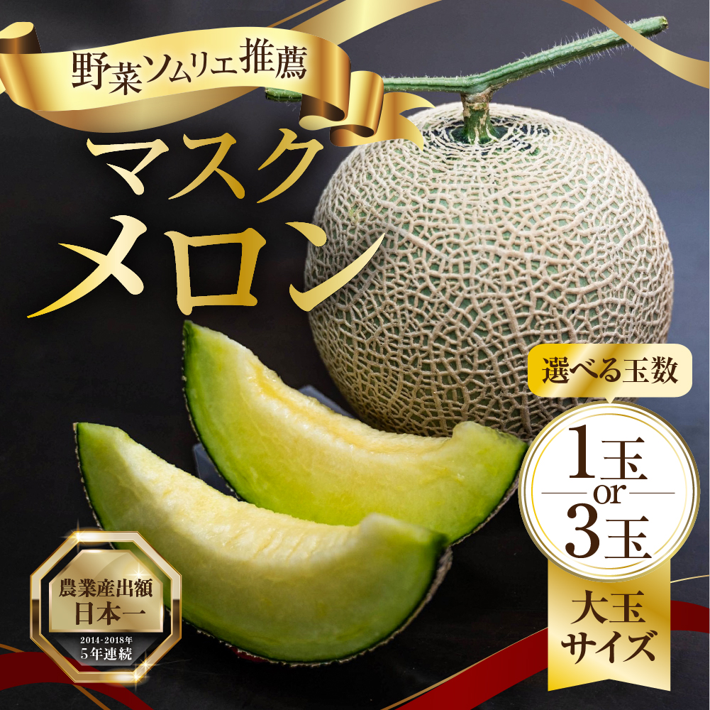 【ふるさと納税】先行予約 マスクメロン 選べる玉数 1玉 3玉 大玉 サイズ 発送時期が選べる カラーギフト箱入り メロン 秀品 フルーツ 【2024年６月下旬～８月上旬発送】  野菜ソムリエ推薦 渥美半島 フルーツ  田原市 ギフト プレゼント メロン メロン 糖度 メロン 青肉