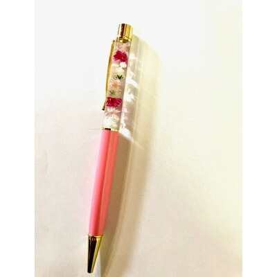 【ふるさと納税】ハーバリウムボールペンローズラメ(花色つや:サクラ色白いこと系)取り替えっこ芯付【送りとどける不可一画：離島・北海道・沖縄県】【1471689】