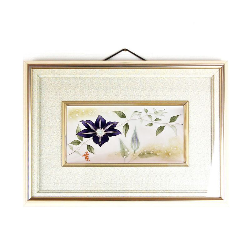 【ふるさと納税】七宝額絵《クレマチス》 七宝焼 七宝 伝統工芸 工芸 鉄線 花 インテリア 絵 額絵 作家 職人 贈り物 プレゼント 送料無料 田村七宝工芸 愛知県 あま市 絵画 額装 装飾品 工芸品 伝統 しっぽうやき 焼き物 受注生産 職人技 鉄線 クレマチス｜愛知県あま市