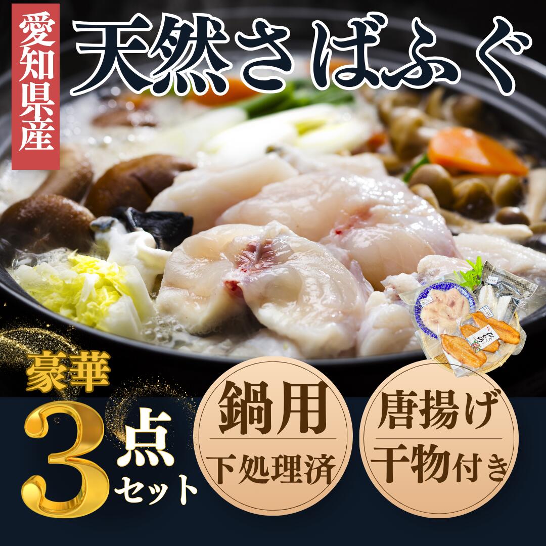 【ふるさと納税】 天然 鍋用 白さばふぐ 3点 セット 唐揚げ 干物付き 岬だより 下処理済み 愛知県 南知多町 人気 おすすめ 真空パック ひもの フグ 河豚 海鮮 新鮮 簡単調理 便利 小分け サバフグ 詰め合わせ ご飯のお供 おかず｜愛知県南知多町