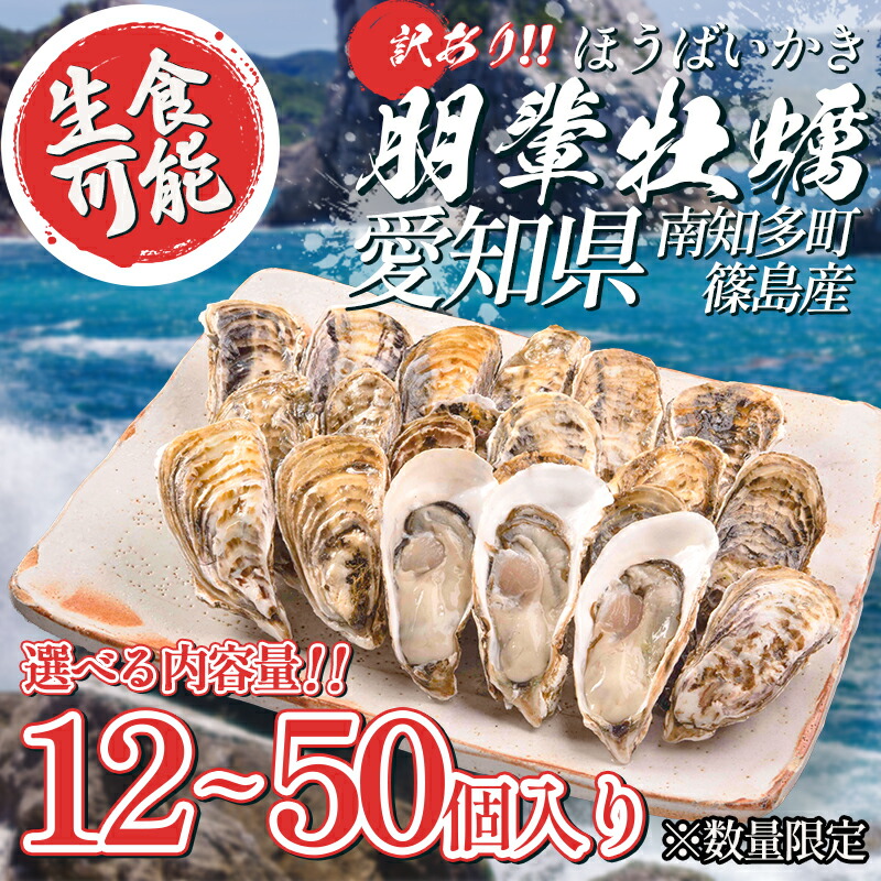 【ふるさと納税】 訳アリ 生食 牡蠣 【選べる】12個 ~ 50個 訳あり 牡蠣 かき 生食用 冷蔵 ( ふるさと納税牡蠣 ふるさと納税 生牡蠣 ふるさと納税 カキ ふるさと納税 篠島 産 ふるさと納税 オイスター ふるさと納税 南知多 ) 朋輩牡蠣 愛知県 南知多町 人気 おすすめ ご褒美｜愛知県南知多町