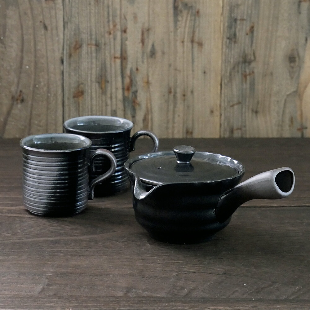 【ふるさと納税】【萬古焼（ばんこやき）】黒吹き 珈琲急須・マグセット　スズ木【コーヒー 珈琲 急須 マグ キッチン雑貨 コーヒーポット コーヒードリッパー ドリッパー 三重県 四日市市】｜三重県四日市市