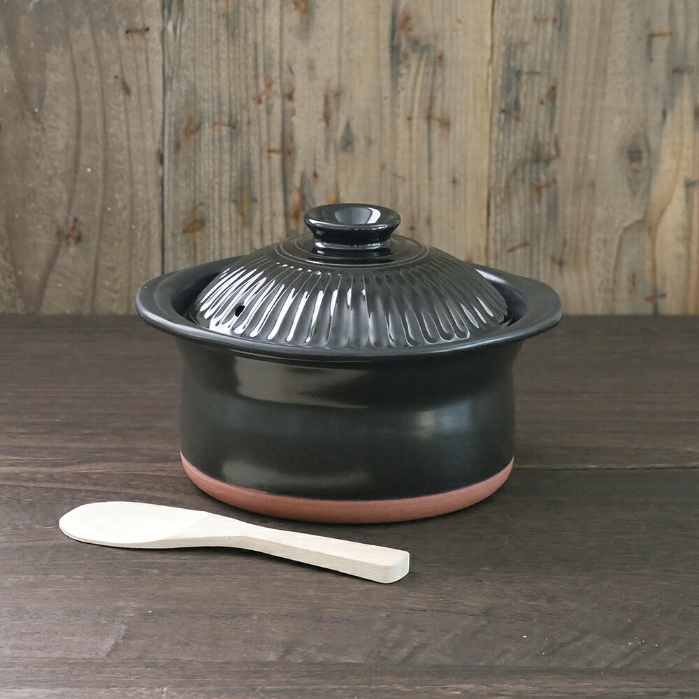 【ふるさと納税】【萬古焼（ばんこやき）】 陶器製作IHごはん鍋２合炊 （処方せん付き添い人）黒 錫木 【IH 直火田の実 ごはん 炊飯 ごはん鍋2合 陶器 目打ちきり不必要 処方せん 黒いこと 勝手もと雑貨 三重県 四日市市 四日市】