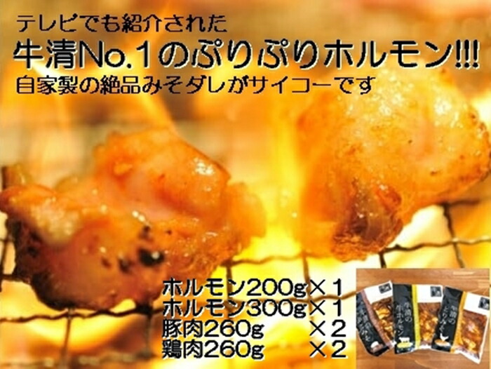 【ふるさと納税】1512　自家製 みそダレ Iセット　　牛ホルモン 200g 300ｇ×各１ 豚肉 ×２ 鶏肉 ×２/ 黒毛和牛ホルモン 牛清 バーベキュー キャンプ 牛肉 ぶた肉 とり肉 特製 味噌漬 味付 伊勢志摩