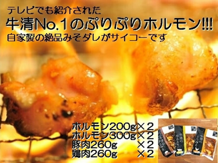 【ふるさと納税】1519　自家製 みそダレ Pセット　　牛ホルモン 200ｇ300ｇ×各２ 豚肉 ×２ 鶏肉 ×２/ 黒毛和牛ホルモン 牛清 バーベキュー キャンプ 牛肉 ぶた肉 とり肉 特製 味噌漬 味付 伊勢志摩