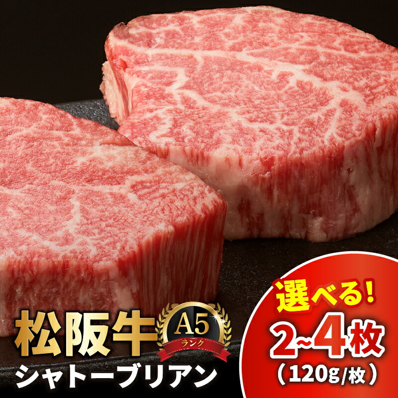【ふるさと納税】松阪牛 A5 シャトーブリアン ステーキ 240g/360g/480g 長太屋 選べる枚数 和牛 高級肉 希少部位 ヒレ フィレ ヘレ 国産 冷凍 霜降り 贈答 ギフト お祝い ブランド牛 2枚 3枚 4枚 黒毛和牛【長太屋】｜三重県松阪市