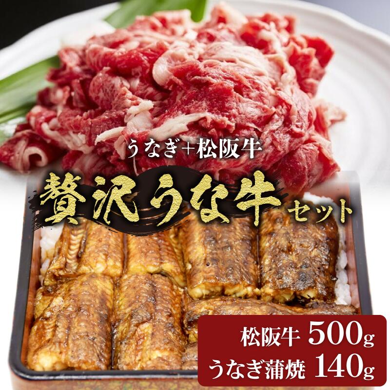 【ふるさと納税】豪華！松阪牛(500g）と鰻（一尾140g）の贅沢うな牛セット ＜数量限定＞国産 うなぎ ウナギ 蒲焼 お茶漬け 茶漬 うな茶 タレ小間切れ肉 こま切れ こま切れ肉 松阪牛 松坂牛 牛肉 ブランド牛 高級 和牛霜降り【丸三水産】