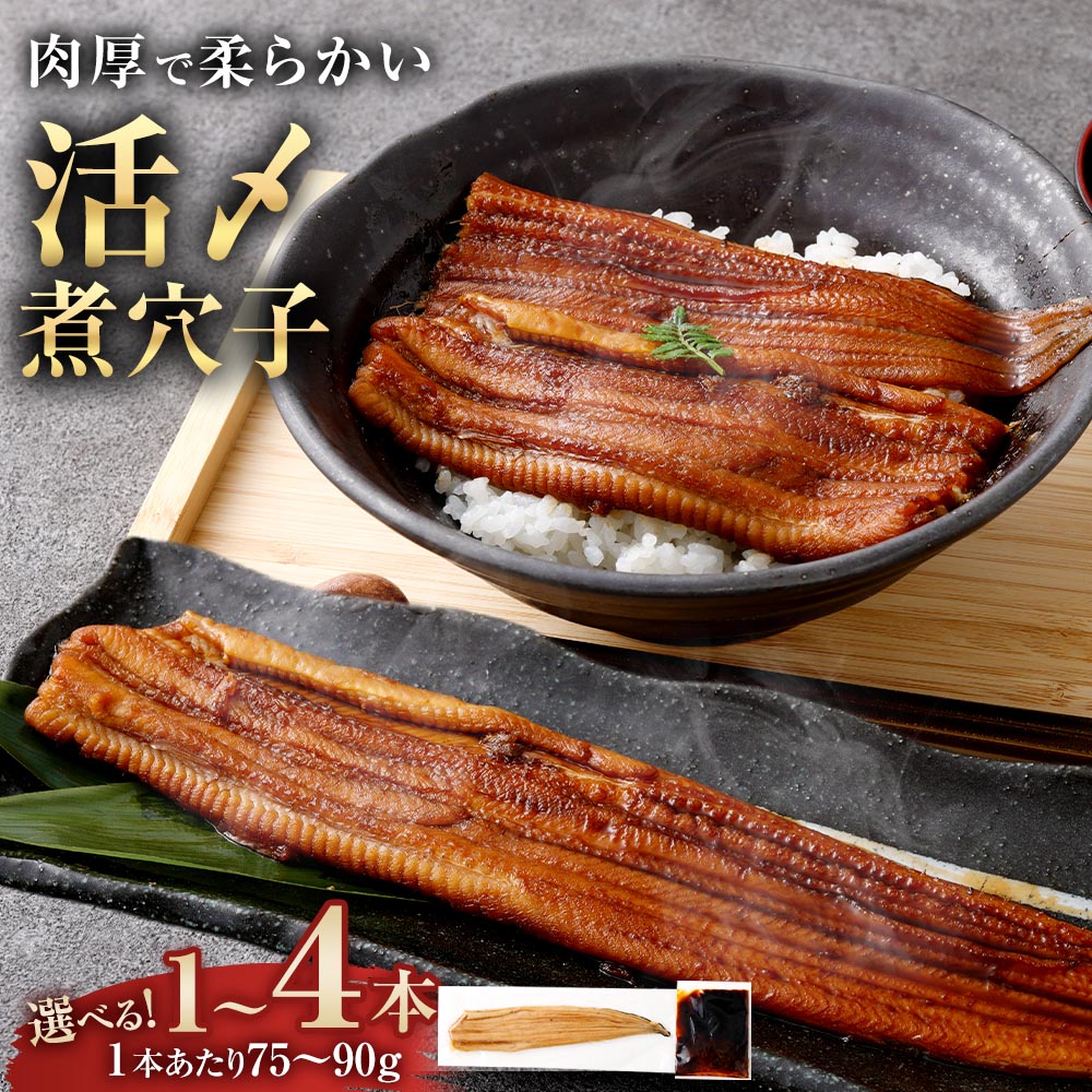 【ふるさと納税】＜選べる内容量＞飯田商店 活〆煮穴子 タレ（50g）付 一本（75～90g&times;1袋） / 二本（75～90g&times;2袋） / 四本（75～90g&times;4袋） 煮穴子 煮あなご 穴子 あなご アナゴ 魚介類 水産物 惣菜 ごはんのお供 ご飯のお供 おかず 冷凍 三重県 桑名市 送料無料｜三重県桑名市 13,090円