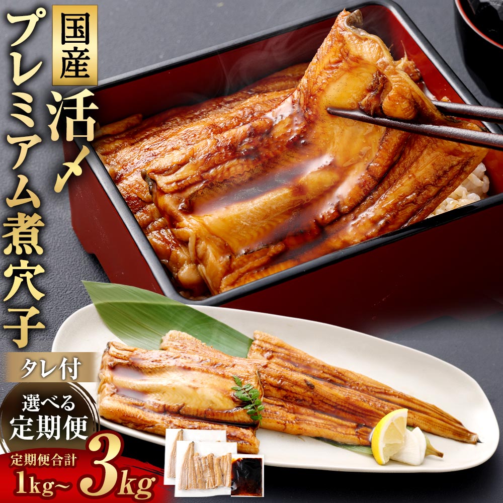 【ふるさと納税】＜選べる定期便＞国産活〆 プレミアム煮穴子 計500g（250g&times;2袋） タレ（50g）付 1ヶ月毎 2回 3回 4回 6回 煮穴子 煮あなご 穴子 あなご アナゴ 魚介類 水産物 惣菜 ごはんのお供 ご飯のお供 おかず 冷凍 三重県 桑名市 送料無料｜三重県桑名市