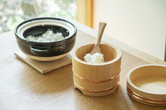 木曽さわらのおひつ 容量5合 ふきんとひのきのしゃもじセット