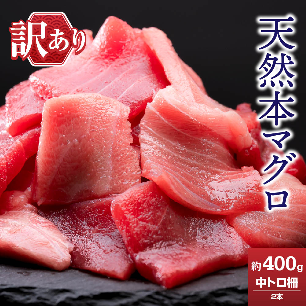 【ふるさと納税】訳あり 天然本マグロ 中とろ柵 約400g  ＜お試し商品＞クロマグロ 黒鮪 本鮪 まぐろ 中トロ 解凍 鮪 魚介類 漬け マグロ ユッケ 海鮮 本マグロ ネギトロ 刺し身 さしみ  ふるさと人気 ふるさとおすすめ 三重県 尾鷲市 CH-95
