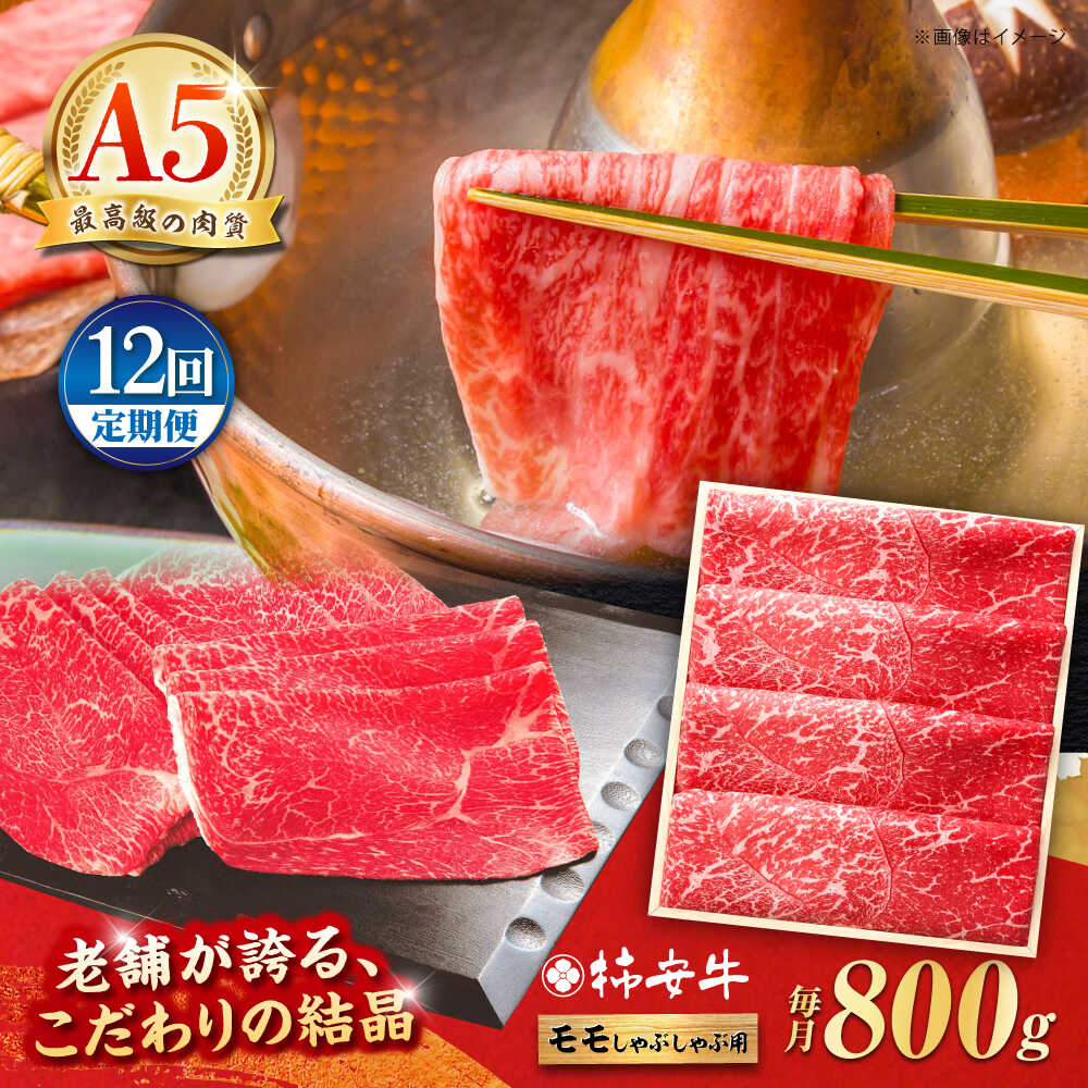 【ふるさと納税】【12回定期便】最高級A5等級 三重県産 黒毛和牛 柿安牛 モモ 800g /A5 国産牛 ブランド牛 牛肉 冷蔵 / 亀山市 / 柿安本店 [AMBW014]｜三重県亀山市