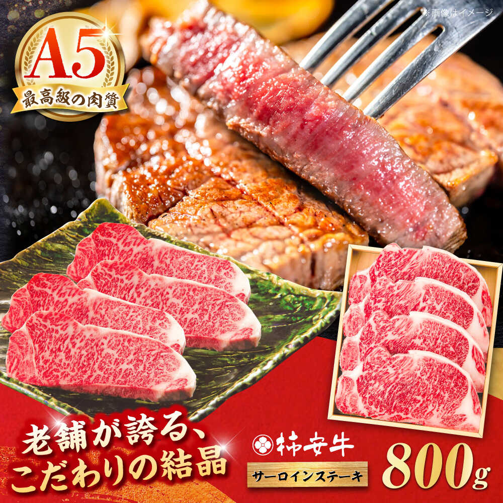 【ふるさと納税】【お中元対象】最高級A5等級 三重県産黒毛和牛 柿安牛 サーロインステーキ 800g（200g&times;4）/ 牛肉 a5 国産 サーロイン ステーキ 和牛 お肉 冷蔵 BBQ バーベキュー プレゼント ギフト 贈答 冷蔵 高級肉 肉 赤身 新生活 / 亀山市 / 柿安本店 [AMBW020]｜三重県亀山市