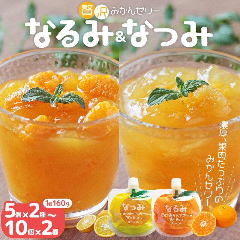 【ふるさと納税】 果肉入り みかんゼリー なるみ なつみ 5個×2種 9個×2種 10個×2種 ご家庭用 二つの味を食べ比べ!/スイーツ あま~い ゼリー デザート みかん まん丸パウチ キュートなパッケージ 選べる個数 10個 18個 20個