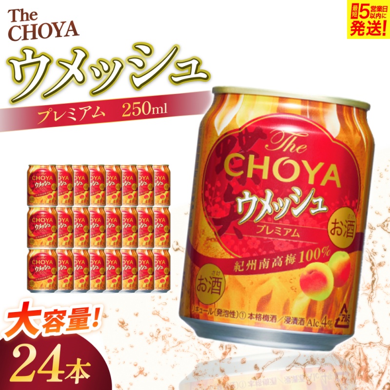 【ふるさと納税】梅酒 《チョーヤ梅酒 TheCHOYA ウメッシュ》(250ml缶×24本)/芳醇な味わいで飲みやすい大人気のチョーヤ梅酒をお届け! 梅酒 ウメ 梅 缶 飲料 お酒 さけ 果実 果実酒 250ml 24本 プレミアム 紀州南高梅 リキュール 送料無料|三重県伊賀市
