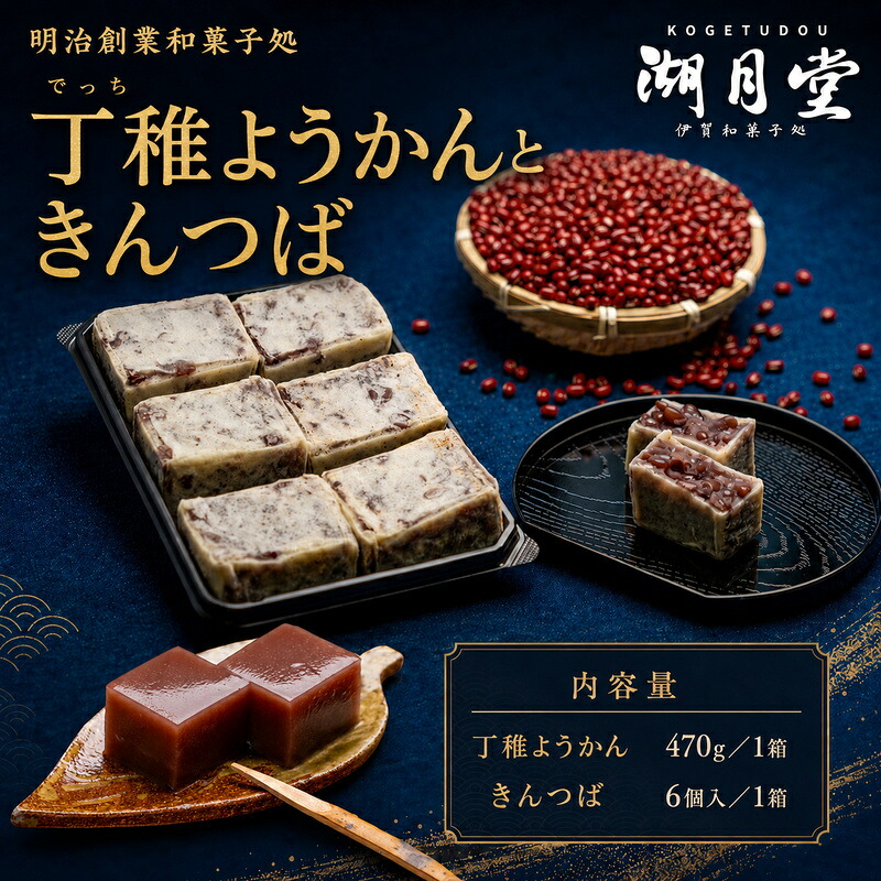 【ふるさと納税】【あずき味わう和菓子2品】丁稚ようかんとこだわりのきんつばセット 和菓子 菓子 スイーツ デザート 丁稚ようかん 湖月堂 羊羹 ようかん 羊かん きんつば キンツバ 名物 伝統 あんこ こし餡 粒あん 三重県 伊賀市｜三重県伊賀市