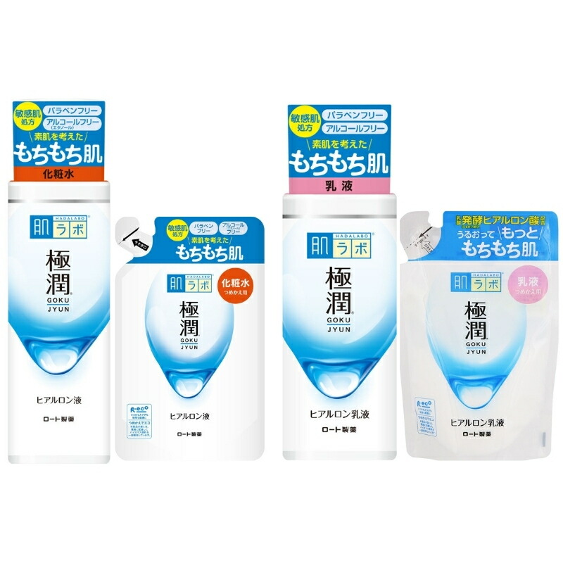 【ふるさと納税】 ロート製薬 【 肌ラボ 極潤 】化粧水＋乳液4点セット（各ボトル＋つめかえ用） / 化粧水 乳液 美容 化粧 お肌 【roht0001】