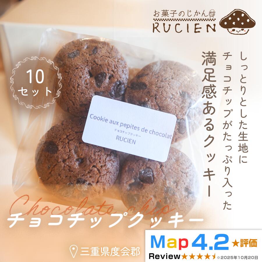【ふるさと納税】【濃厚チョコチップたっぷり】チョコチップクッキー 10個セット / チーズケーキ ケーキ スイーツ 焼き菓子 洋菓子 ギフト 贈り物 プレゼント 三重県 度会郡度会町|三重県度会町